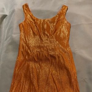 Orange Gold Metallic Tank Dress, size M